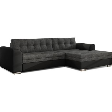 Canapé d'angle convertible CONFORTO 4 places gris foncé et noir – angle droit (1/3)