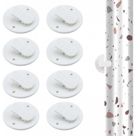 Set di 8 clip per tenda da doccia, 12,7 cm, bianche, resistenti agli schizzi e al vento. (1/5)
