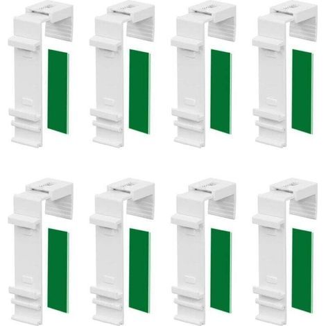 Lot de 8 Supports de Serrage Longs pour Store Double Klemmfix à Fixer et à Coller sans perçage comme Accessoire ou pièce de Rechange pour la Suspension à la fenêtre en PVC, Porte de Balcon (1/4)