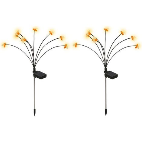 Lot de 2 lumiere Petite abeille solaire exterieur, lumière Petite abeille à énergie solaire, Lampes Solaires Extérieures, Lampes Solaires de Jardin-8 perles de LED (1/4)