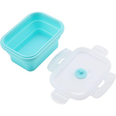 Boîte à lunch pliable en silicone portable, compatible micro-ondes, verte, 350 ml