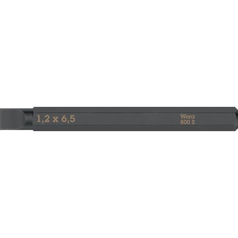 Bit 800 S per viti con intaglio 6,5 mm L.70 mm 1/4 di pollice C6,3 Spessore tagliente 1,2 mm WERA (Per 5)