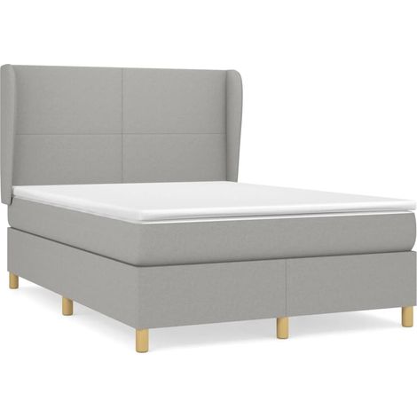 Maison Exclusive - Cama box spring con colchón tela gris claro 14