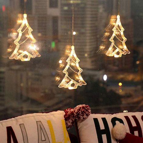 Christbaumbeleuchtung, Fenster-Hängeleuchte mit Saugnapf, batteriebetrieben, für Weihnachtsdekoration