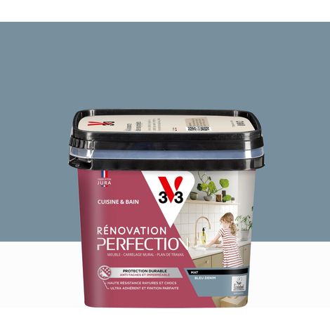 Pintura para muebles V33 Azul Denim Mate para renovación de cocinas y baños 0,75 l V33