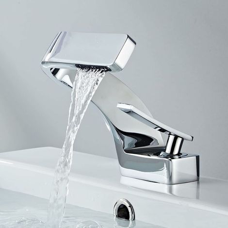 Badezimmer-Wasserfall-Wasserhahn, moderner Chrom-Waschtisch-Wasserhahn, Badezimmer-Wasserhahn, Waschtisch-Mischbatterie,