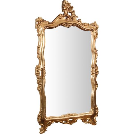 Biscottini – Miroir mural en bois finition feuille or antique L66xPR7xH118 cm – Élégance italienne – Pièce maîtresse pour décoration raffinée