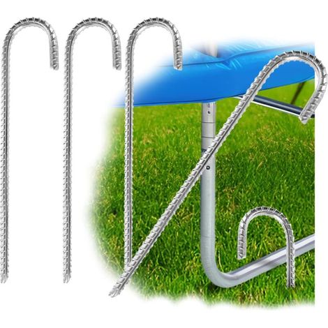 [NON UTILIZZATO] 4x Ancoraggi a terra in acciaio massiccio XL - 30 cm - Ancoraggi a terra estremamente stabili per tende, gazebo, castelli gonfiabili e trampolini - Chiodo a terra lungo per tutti i ti