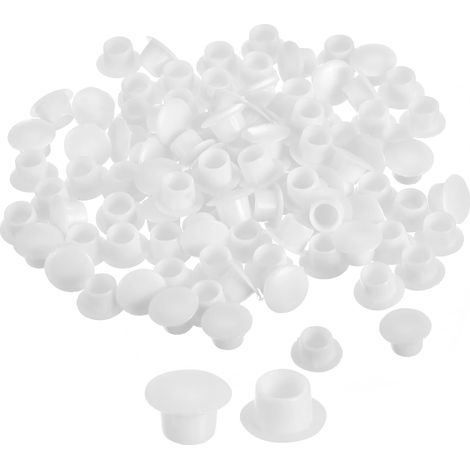 100Pcs Bouchons de Trous de Vis, 8mm(5/16") de Diamètre en Plastique Boutons d'Étagère à Encliqueter, Capuchons de Type Affleurant pour Meubles, Armoire, Armoire, Blanc (1/5)