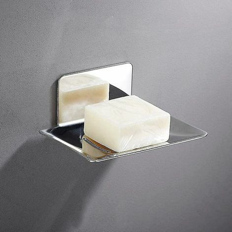 Seifenschale aus Edelstahl 304, moderne Chromoberfläche von 3M, selbstklebend für Badezimmer (1/4)
