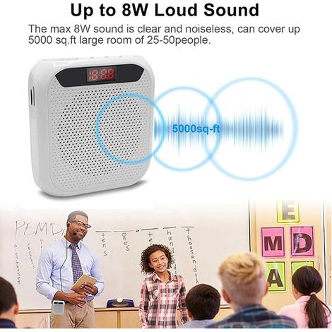 Portable Amplificateur de Voix pour Enseignants, 2200mAh Rechargeable Amplificateur de Son Système PA Micro Haut Parleur pour Enseignants,Réunion,Guide Touristique,Yoga,Salle de Classe (Rose) (1/3)