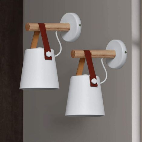 LED Applique Murale Contemporain E27 – Lampe chevet blanc – 2 pièces – Pour chambre ou couloir
