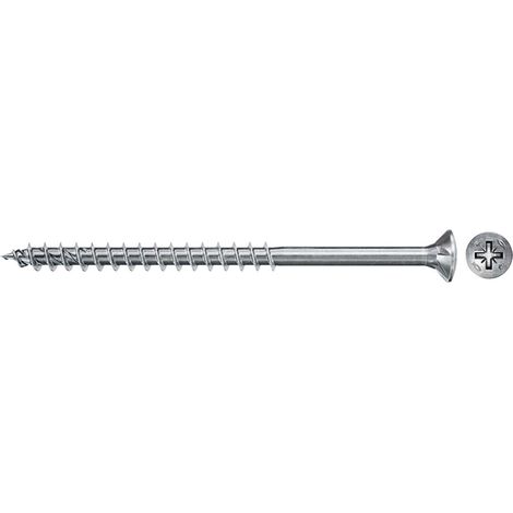 Fischer 670308 Power-Fast II FPF II CZP - Viti per Legno o Truciolare A Filetto Parziale, Pozi, Testa Svasata Piana , Blu (Passivato), 4,5x35 mm, 500 Pezzi (1/4)