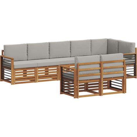 Conjunto de sofás de exterior 8 uds. Gris Natural y Claro vidaXL (1/5)