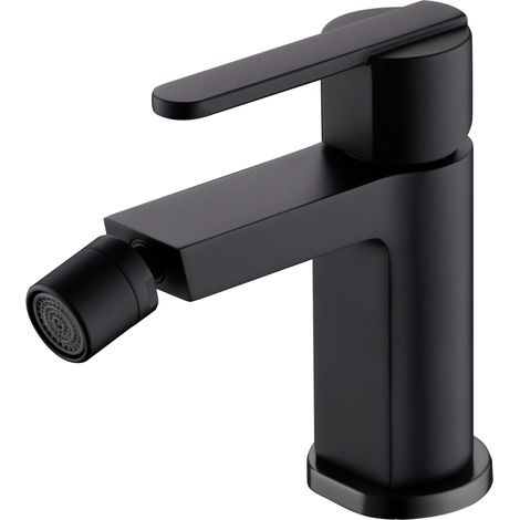 IMEX Miscelatore bidet monocomando in ottone nero opaco con cartuccia ceramica Ø28 mm e set 2 flessibili 3-8 per installazione facile e affidabile Modello Imex-BDR001-2NG (1/2)