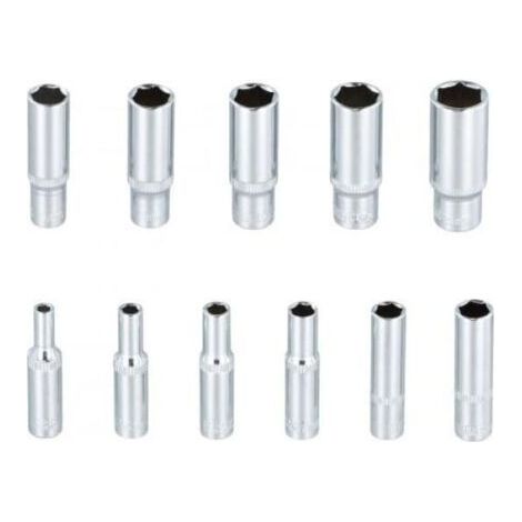 BUNTHAUS Lot de 11 Douilles Longues, Coffret Douille Longue, Jeu de Douilles Hexagonales, 4 14mm, 50 mm de long, Douille Hexagonales (1/5)