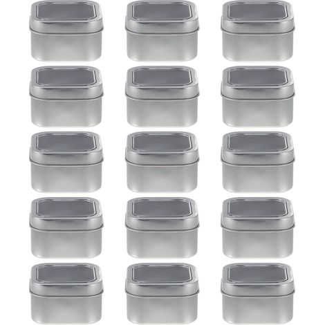 15 Boîtes Carrées en Métal Argenté Fenêtre, Faciles à Ouvrir, pour Bougies Faites Main et Organisation d'Atelier (1/5)