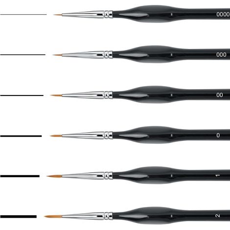 6 Pièces Pinceaux Peinture, Detailing Pinceau Aquarelle Kit, Pinceau Fin Acrylique pour Miniature, Huile, Aquarelle, Nail Art (1/5)