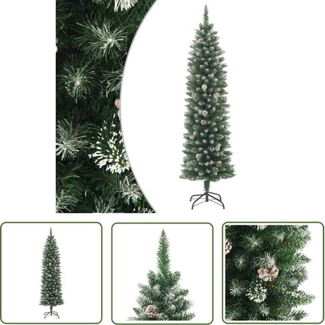 PVC-Weihnachtsbaum - vidaXL Künstlicher Weihnachtsbaum mit Ständer Schlank 210 cm PVC - Weihnachtsbaum mit Schnee (1/5)