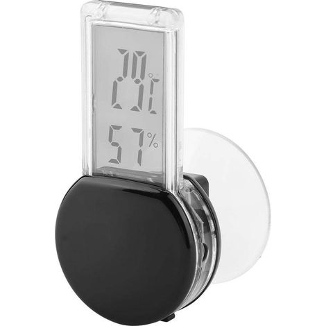 Elektronisches Hygrometer-Thermometer für Reptilien, wasserdicht, Echtzeit-Temperatur- und Feuchtigkeitsüberwachung für Echsen- und Terrarienboxen, Regenwald-Aquarien mit eingebautem Sensor (Schwarz) (1/5)