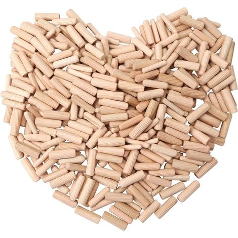 Lot de 300 chevilles en bois - 3 tailles : 6 mm, 8 mm, 100 pièces - Pour meubles, menuisiers, bricolage, bricolage, porte, travail du bois (1/4)