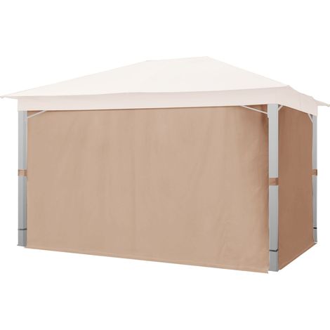 Rideaux (set de 4 toiles) pour tonnelle de jardin TOOLPORT Sunset Premium, 3x4 m, cappuccino (1/5)