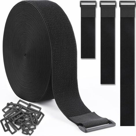 1 Rouleau Sangle Crochet 6M Avec 25 Boucles Métalliques Nylon Réutilisable Pour Rangement Câbles Jardin