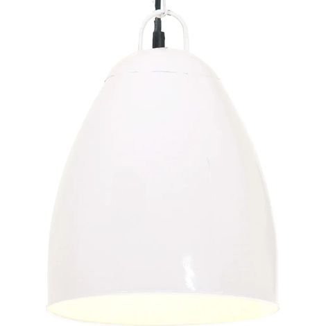 Lampe suspendue industrielle forme ronde 142 x 32 cm ambiance cosy grise en fer blanc (1/5)