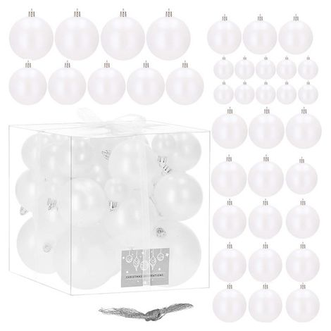 Bolas de Navidad 37 unidades. Adornos navideños blanco perlado. (1/5)