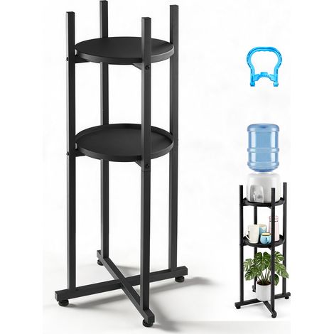 VEVOR Soporte para Dispensador de Agua, Estantería Metálica de 2 Niveles, Estantes Desmontables, Capacidad de 1 Botella de 11 L y 19 L, Decoración y Almacenamiento para Comedor Cocina Oficina Salón (1/5)