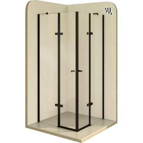 Mampara de Ducha Alice 100x120x180cm, REVERSIBLE, Puertas Abatibles, Ajuste 99.3-101.3x119.3-121.3cm, Cristal Templado Transparente 6mm (1/5)