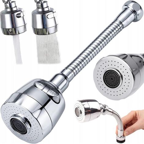 Rallonge flexible à 360° pour robinet – Aérateur de robinet de cuisine, économie d'eau, rotatif, anti-éclaboussures, convient aux éviers de cuisine et de salle de bain (1/5)