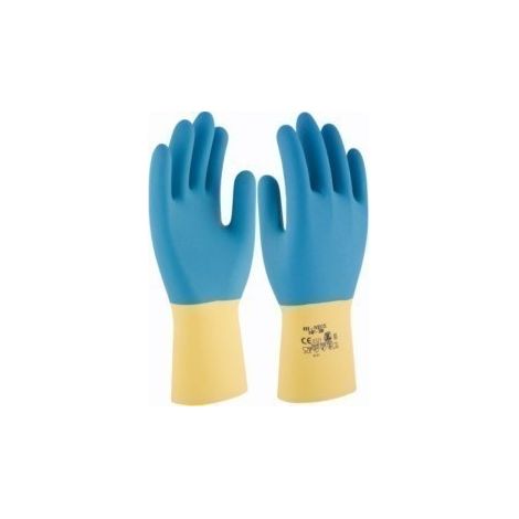 Guante Quimico L09 Nat. 3L Latex Am/Az Hp-300 Floc. Bi Neox