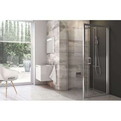 Ravak Blix - Pared de ducha BLPSZ-80, 78-80 cm, aluminio brillante/vidrio transparente X93H40C00Z1 (1/3)