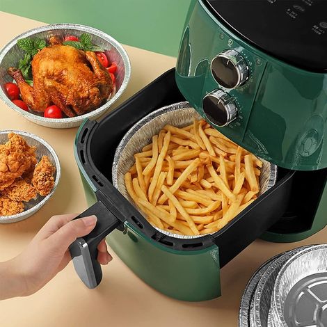 TrAdE Shop Traesio - Set 10pz Vassoio Contenitore Antiaderente Alluminio Per Friggitrice Aria Accessori Cucina - (1/5)