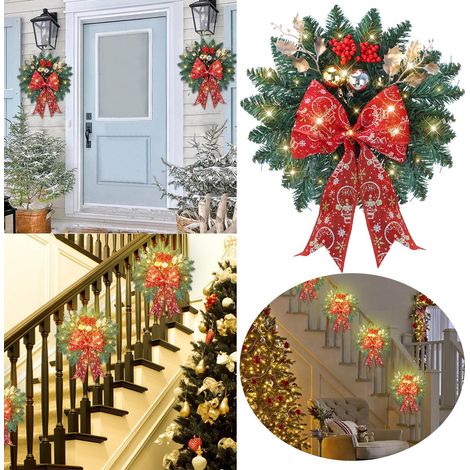 Guirlande De Noël Sans Fil - Couronne Lumineuse À LED Pour Porte D'Entrée Mur Fenêtre Escalier - Décoration Intérieure Extérieure - 1 Pièce (1/5)