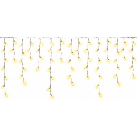 ETTROIT 200 LED-Lichtervorhang, 5 m, gelbes Licht, weißes Kabel, IP65, ausziehbar, Blitzeffekt, mit Aufhängedrähten in abwechselnden Längen (30-70-40-60 cm) für einen Kaskadeneffekt (1/5)