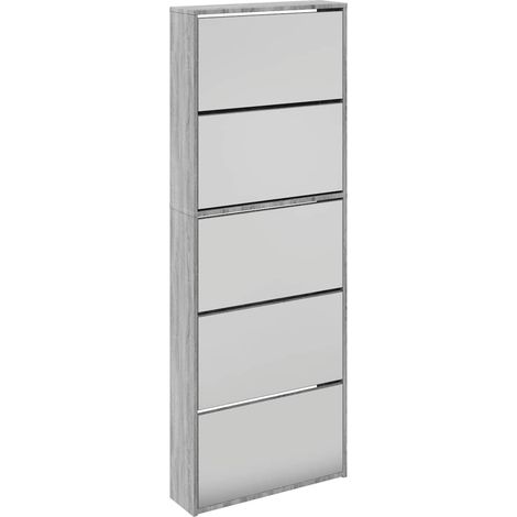 Maison Exclusive - Armoire à chaussures miroir 5 niveaux sonoma gris 63x17x169,5cm