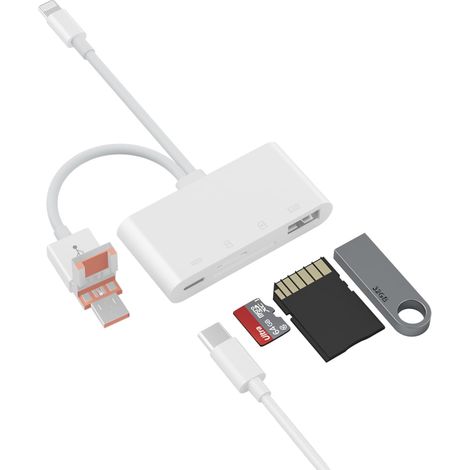 USB-C-SD-Kartenleser, SD-Kartenleser, 4-in-1-Kartenleser, Speicherkartenleser kompatibel mit iPhone 16-Serie, Galaxy S24/S24 Ultra, iPad Pro/iPad Air, MacBook Pro/MacBook Air usw. (1/5)