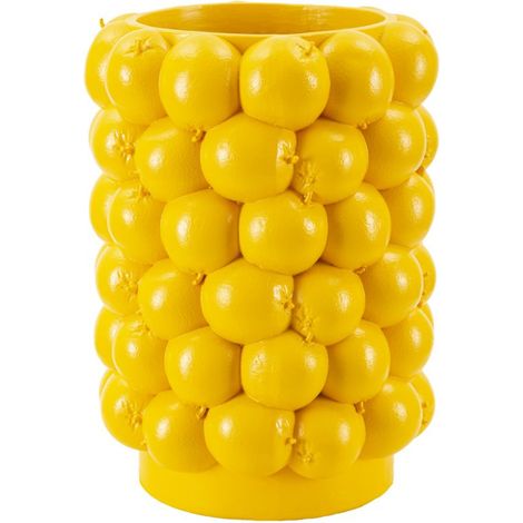 Vaso Lemons giallo in resina a grappolo di limoni 21x28 cm