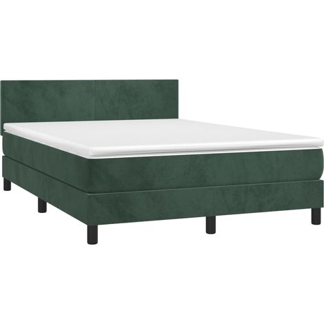 vidaXL Sommier à lattes de lit et matelas Vert foncé 140x200cm Velours