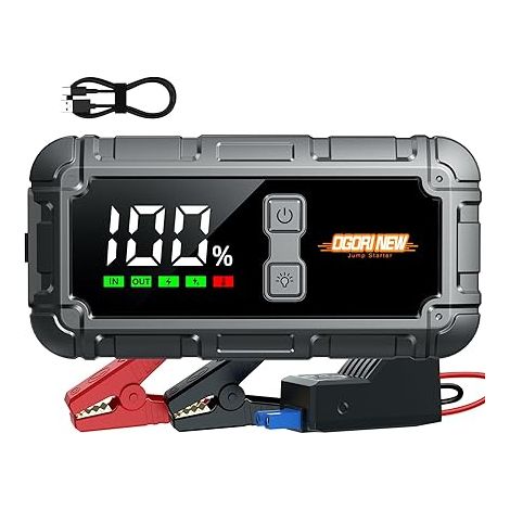 Booster Batterie Voiture, Démarreur Batterie Voiture, 12V Démarreur Voiture, Booster Jump Starter avec Powerbank et Chargeur USB Moteurs Essence 10L et Diesel 8L (1/5)