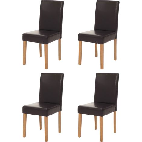 4er-Set Esszimmerstuhl Stuhl Küchenstuhl Littau MVG-zertifiziert Kunstleder, braun helle Beine (1/5)