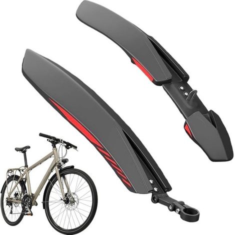 Guardabarros para bicicleta，Guardabarros trasero y protección para bicicletas de montaña de 24，26 y 27,5 pulgadas，Negro y rojo (1/5)