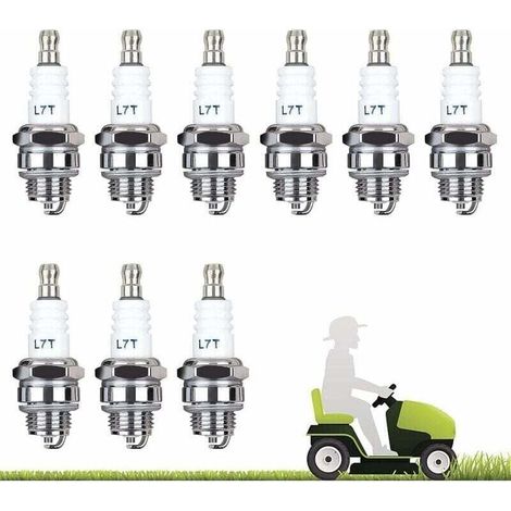 Accessoire pour débroussailleuse, Lot de 10 Bougie D'allumage L7T Bougie Tronconneuse Débroussailleuse Tondeuse pour Moteur à Deux Temps Taille Haie Débroussailleuse （Argent） (1/5)