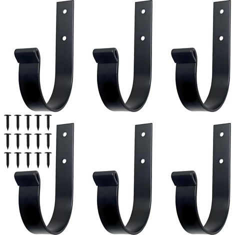 Lntyq 6-teiliges Garderoben-Set zur Wandmontage mit Haken, inklusive Schrauben, Handtuchhalter für Badezimmer und Badezimmer, zum Aufhängen von Mänteln, Jacken, Hüten und Handtüchern (Schwarz) (1/5)