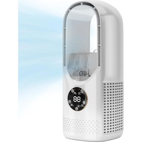 Green Mobility – Rotorblattloser Ventilator mit Luftbefeuchter und RGB-Beleuchtung, USB-betrieben, 6 Geschwindigkeitsstufen, leiser persönlicher Ventilator, geeignet für Büros, Wohnungen und Schlafzim (1/5)