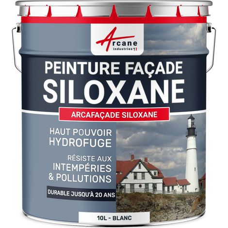 Arcane Industries – Peinture façade siloxane hydrofuge 10 L – Protection jusqu'à 20 ans – Résistante aux intempéries et à la pollution – Pour crépi et maçonnerie