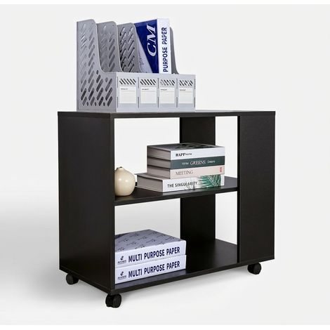 Mobiletto per ufficio scrivania con ruote scaffale portadocumenti Avoch - Nero