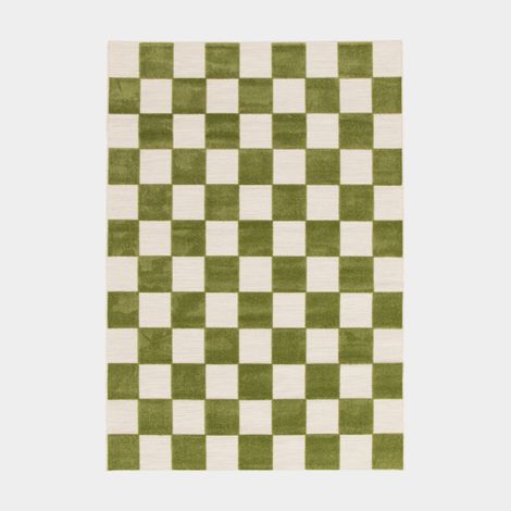 Tapis extérieur et intérieur motif damier - Marius - Vert pistache - 200 x 290 cm